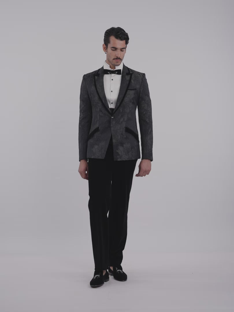 Floral Textured Brocade Tuxedo