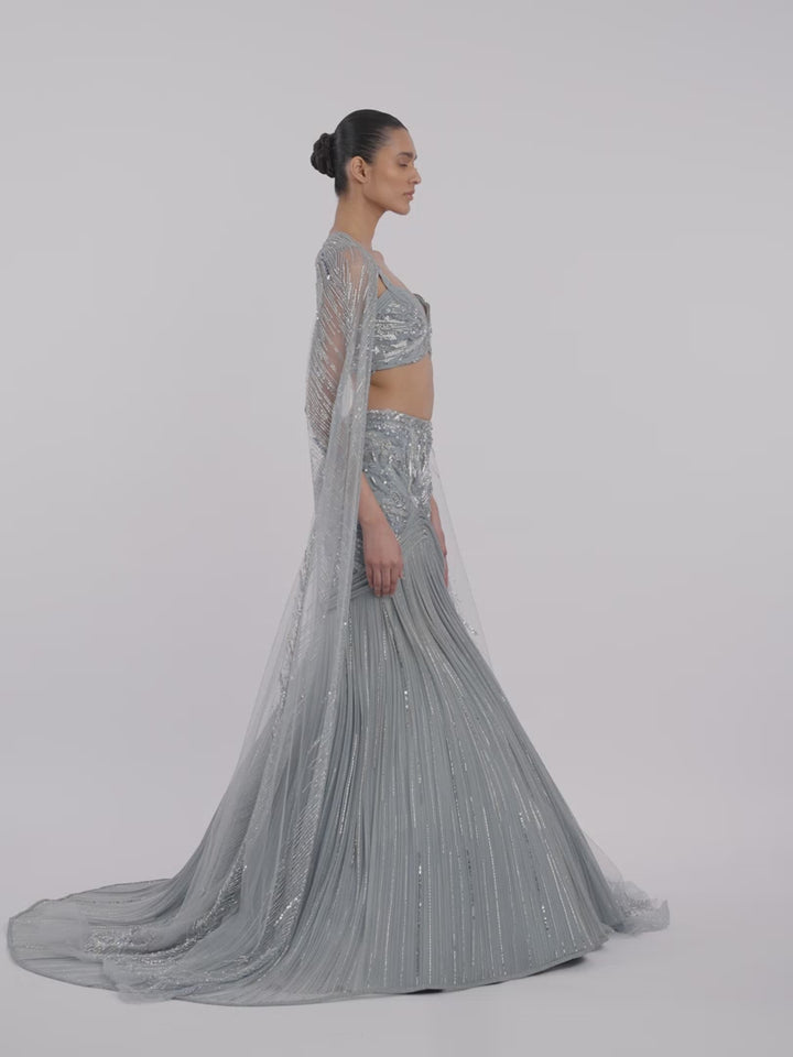 The Embellished Lehenga with Sheer Cape