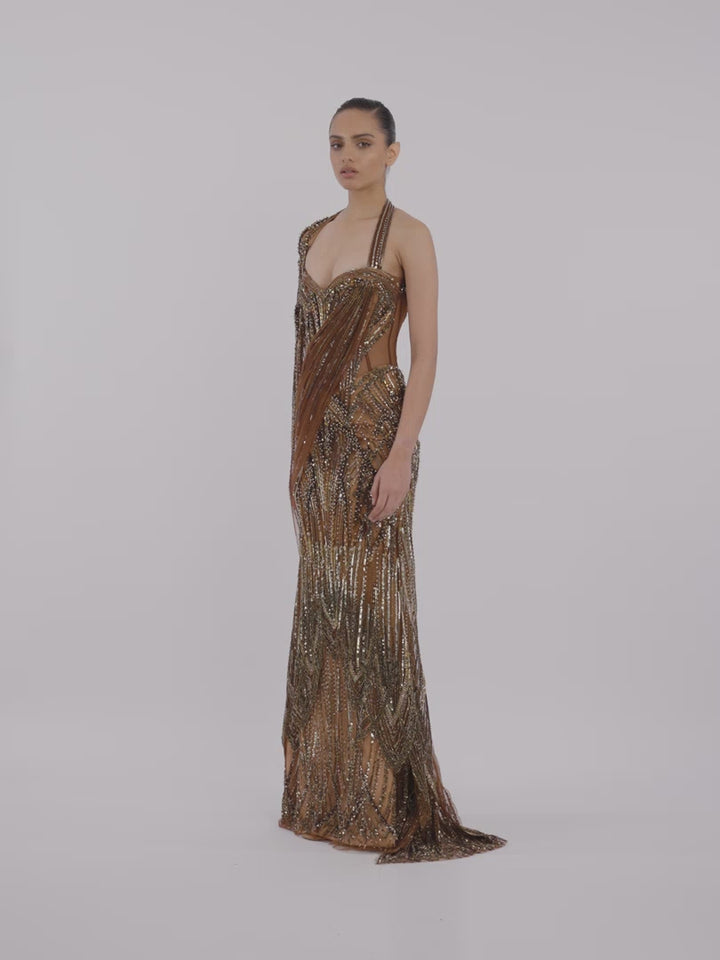 The Embellished Corset Saree Gown
