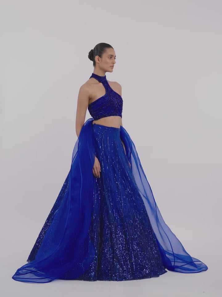 The Draped Panel Halter Lehenga