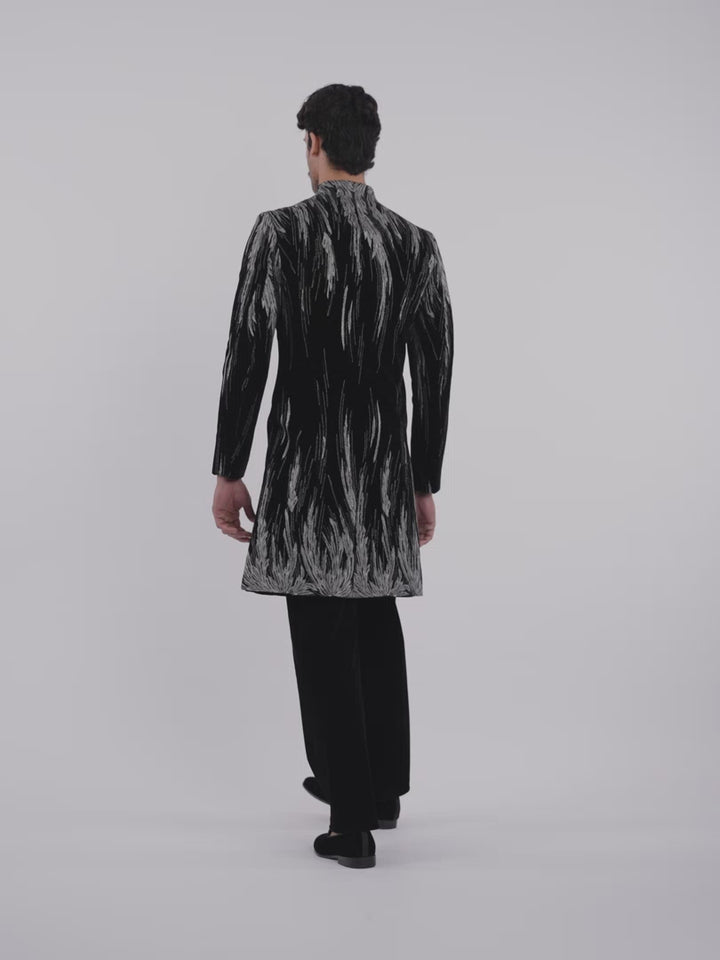 Black Velvet Celestial Wing Sherwani