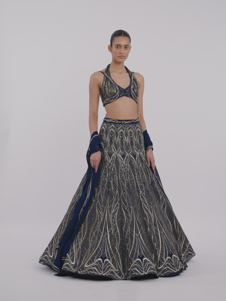The Linear Embroidered Lehenga