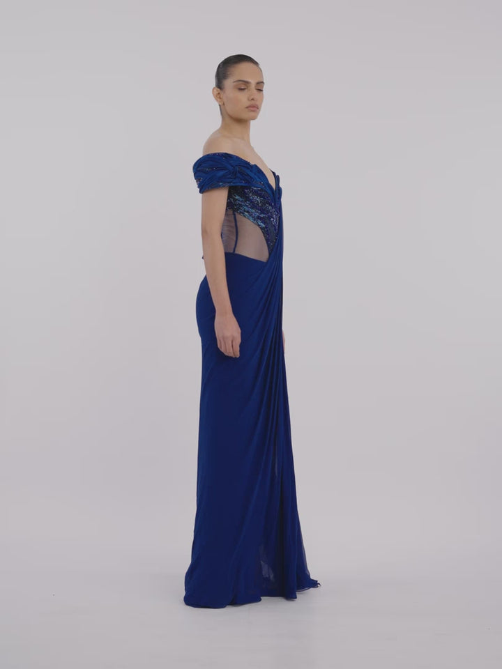 The Corset Drape Saree Gown