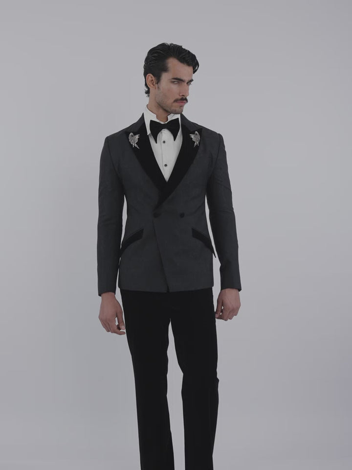 Tonal Paisley Double-Breasted Tuxedo