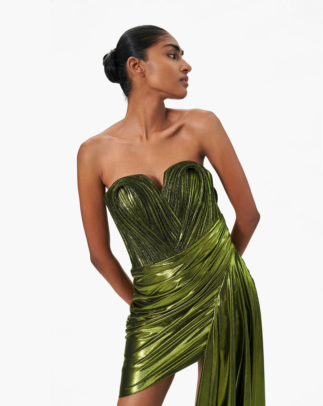 The Glistening Drape Sculpted Dress